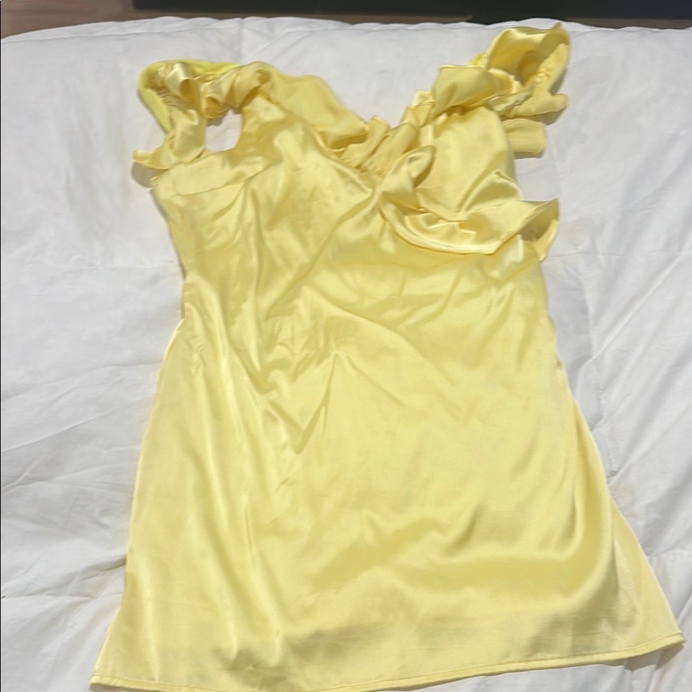 Yellow Ruffled Mini Dress - Picture 6 of 6